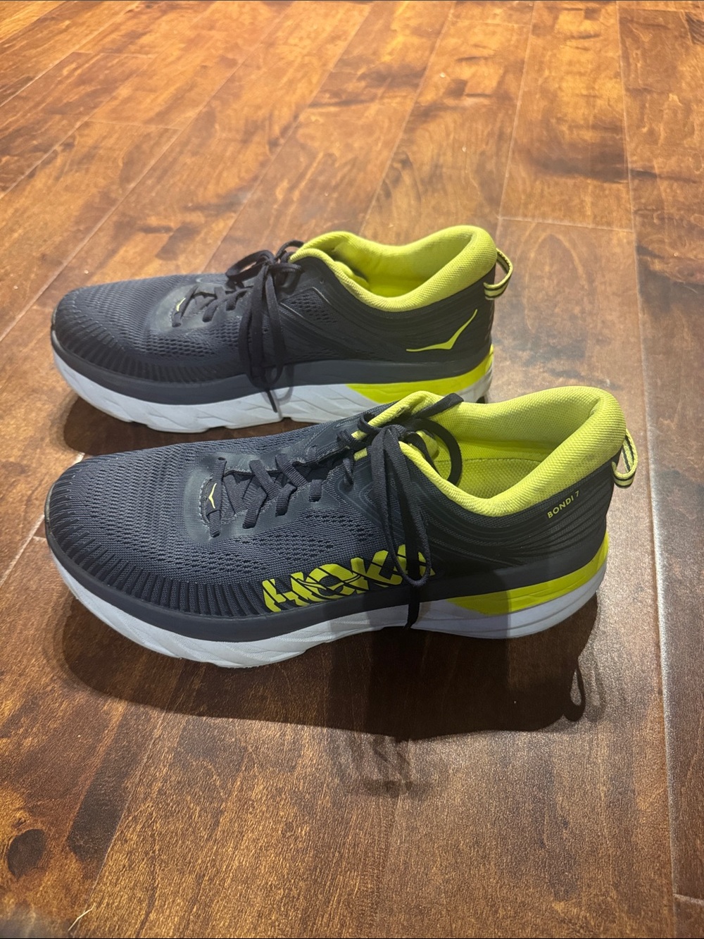Hoka Men's Athletic Shoes in Charcoal and Neon Yellow